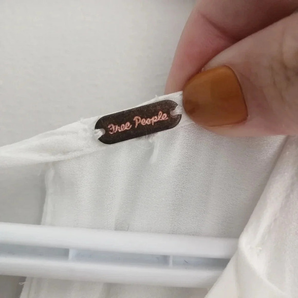 Free People Bohemian Victorian Drop Waist Blouse with Lace White Small - Picture 12 of 14